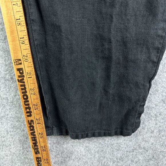 FLAX Linen Pants Women Medium Black Flowy Lagenlook Quiet Luxury Coastal Pull On - Picture 12 of 15